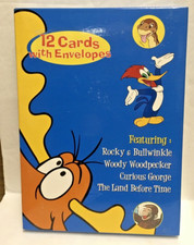 VTG 2000 Rocky Bullwinkle Woody Woodpecker Curious George Land Time 12 Cards/Env picture