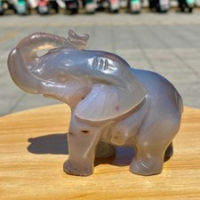 320G Natural agate carved crystal elephant realistic crystal therapy picture