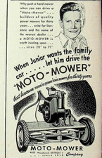 1949 Moto-Mower Company Print Ad 1940s Lawnmower Junior Wants Drive Family Car picture