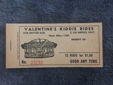 c1950s Valentines Kiddie Rides Complete Ticket Book East Los Angeles CA picture