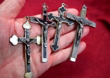 Vintage Retired Carmelite Novice Nun’s Class Vestment Cross Crucifix Lot of Four picture