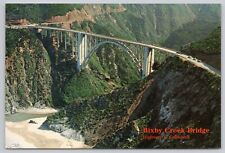 Monterey County California, Bixby Creek Bridge, Highway 1, Vintage Postcard picture