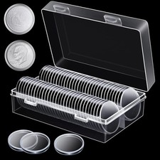 50/100PCS Clear Round Coin Capsules Silver Gold Coin Holders Plastic Gaskets Box picture