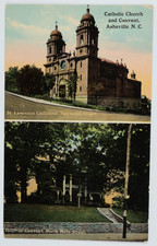 Asheville NC Postcard St Lawrence Cathedral Catholic Church Hillside Convent picture