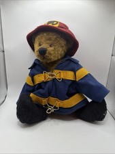 Vintage Ganz Cottage Collectibles Fireman Fire Fighter FD Plush Bear 1988 picture