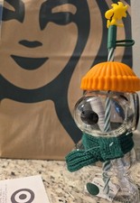 NEW Starbucks x Peanuts Snoopy Glass Bear Cup AUTHENTIC 🧡💫 picture