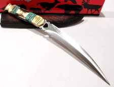 American Hunter Blue Turquoise Stone Stag Bone Eagle Claw Karambit Talon Knife picture