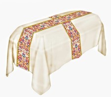 Cream Funeral Pall Satin-like Polyester with Coronation Orphrey 7' x 10' Unlined picture