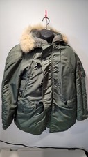 1950-60’s USAF Type N-3B Flying Air Force Crew  Heavy Jacket Fur Hood Medium  picture