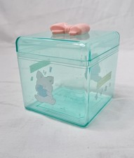 Vtg Sanrio Zashikibuta Plastic Storage Square Cube Container Bow Lid Pig 80s 90s picture