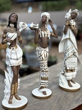 Vintage 2001 ACK African Lady Figurines Complete Set Of 3 picture