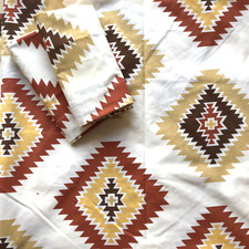Vtg BIBB KING Flat Bed Sheet & 2 King pillowcases Tonto Apache Tribe USA Fabric picture