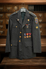 1960s U.S. Army Dress Green Uniform 4th Missile Command Medals Cap Tie picture