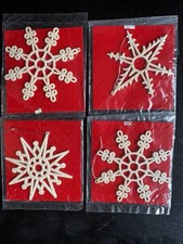 Vtg Set of 4  Vintage Christmas  Glitter Snowflake Ornaments - 4” TAIWAN picture