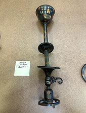 Antique Jappaned Victorian Era Black Metal Ceiling Light Fixture  picture