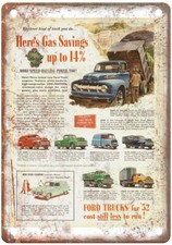 Vintage 1952 Ford Trucks Courier Ad Retro Look Metal Sign A6787 picture