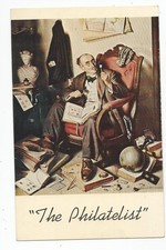 Art Postcard: The Philatelist, Elmont Stamp Co., New York City; Bixby Jet Oil picture
