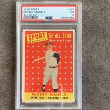 1958 Topps Mickey Mantle All-Star #487 PSA 5 Yankees Baseball Card picture
