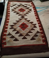 Vintage Zapotec Hand Made Wool Rug Circa 1970's Southwest Navajo Style picture