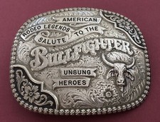 Awesome Gist Bronze American Rodeo Legends Bullfighter Salute Trophy Belt Buckle picture