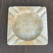 Vintage Solid Marble Ashtray Cream MCM Heavy picture