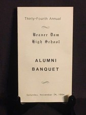 Rare 1984 34th Annual Beaver Dam High School Alumni Banquet Program picture