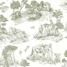 Green Toile Peel and Stick Wallpaper Vintage Contact Paper 16.9inch x 118.1inch picture