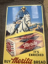 Vintage Collectible Merita Bread Porcelain Steel Sign Lone Ranger Advertising picture