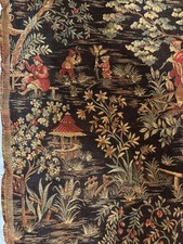 Vintage Chinoiserie Toile Chintz Cotton Asian  Woven Fabric - 55 x 93