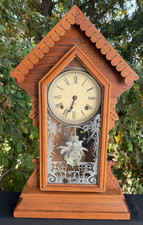 Antique C 1894 Ansonia CHELSEA Mantle Parlor Clock SEE VIDEO - OAK FINISH BEAUTY picture