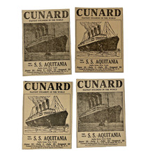 Viset Of 4 Vintage Ads - Cunard Fastest Steamers In The World, SS Aquitania 1914 picture