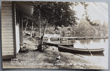 Lac Du Flambeau Yeschek's Crawling Stone Lodge WI Canoes RPPC Photo Postcard picture