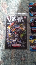 RARE Stan Lee Signed  Capt. America Comic + 3 Trading Cards - Monster Jam  picture