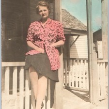 c1940s Cute Woman Fashion Hand Colored 7