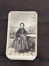 Circa-1860s CDV Photograph of Young Girl with Scenic Painted Backdrop picture