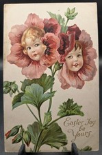 Antique Ernest Nister EASTER Children In Flowers Postcard 1900s Bavaria  picture