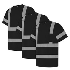High Visibility Shirts for Men, Hi Vis Shirt, Black, L, 3PCS 3pcs Black Large picture