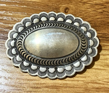 Antique Rocking Horse Ranch Concho Brooch Navajo Native American Sterling Silver picture