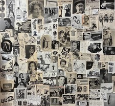 Lot~100+ Vintage Ephemera~1920s-1970s Tiny Ads & Cutouts~BLACK & WHITE~Collage picture