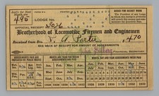 Vintage 1931 Brotherhood of Locomotive Firemen and Enginemen Dues Receipt Paper picture