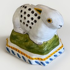 Vintage Portuguese Pottery Rabbit Potpourri Holder / Scent Diffuser Signed picture