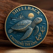 U.S. Navy Shellback Crossing The Line Challenge Coin Military Veteran Gift picture