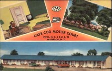 Waterloo New York NY Cape Cod Motor Court TV c1940s-50s Linen Postcard picture