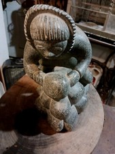 **AWESOME ANTIQUE NATIVE AMERICAN INUIT SOAP STONE STEATITE CARVING LARGE NICE 