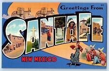 c1940's Greetings From Santa Fe Large Letter New Mexico Correspondence Postcard picture