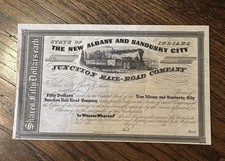 NEW ALBANY & SANDUSKY CITY JUNCTION RAILROAD STOCK Rare Unissued 1880’s Indiana picture