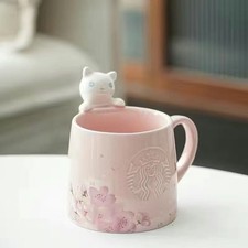 New Starbucks Sakura Cat Mug Pink Cherry Blossom for Coffee/Milk Christmas 12oz picture