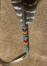 Neat New Native American Lakota Sioux Beaded Turkey Feather picture