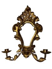 Vintage Gilded Italian Mirror Wall Sconce Candle Holder picture