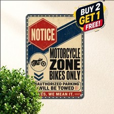 Motorbike Parking Only Reserved Biker Garage Workshop Plaque Metal Tin Sign 8x12 picture